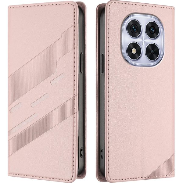 Custodia Per Xiaomi Redmi Note 14 Pro 5G/Note 14 Pro+ 5G/Poco X7, Custodia Portafoglio In Finto Cuoio Con Slot Per Schede E Funzione Stand Rosa-image