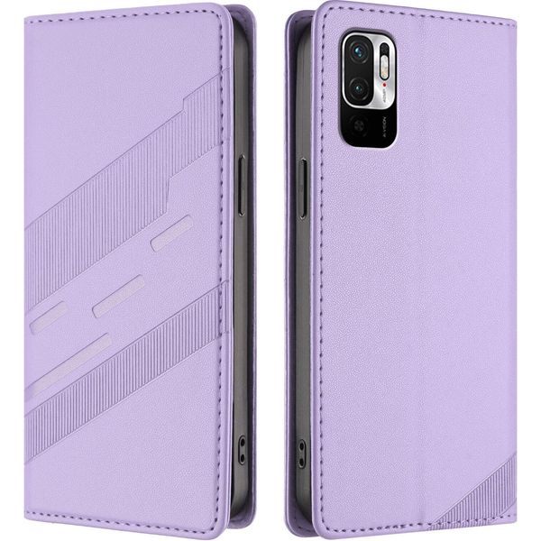 Custodia Per Xiaomi Redmi Note 10 5G/Poco M3 Pro, Custodia A Portafoglio In Finto Cuoio Con Slot Per Schede E Funzione Stand Violett-image