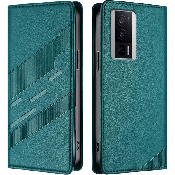 Custodia Per Xiaomi Redmi K60/K60 Pro/Poco F5 Pro, Custodia A Portafoglio In Finto Cuoio Con Slot Per Carte E Funzione Stand GrüN-image