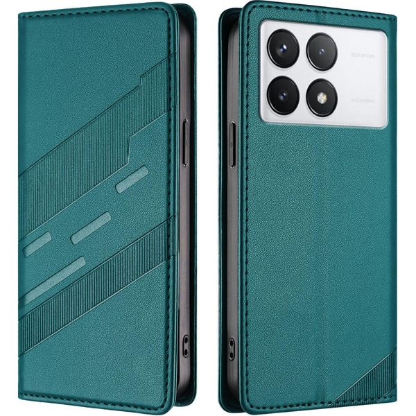 Custodia Per Xiaomi Redmi K70 / K70 Pro, Custodia A Portafoglio In Finto Cuoio Con Slot Per Carte E Funzione Stand GrüN-image