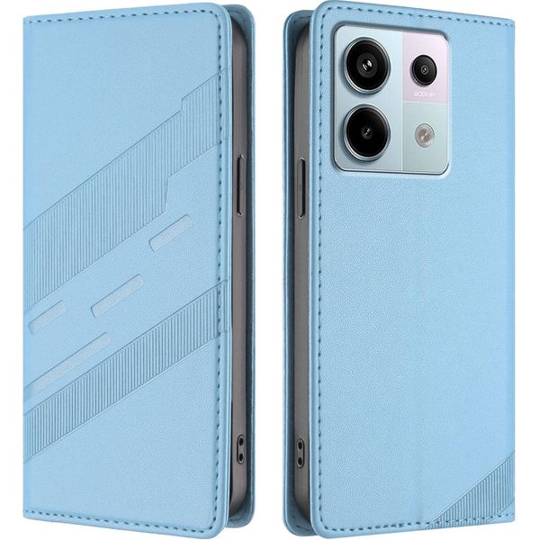 Custodia Per Xiaomi Redmi Note 13 Pro 5G/Poco X6, Custodia A Portafoglio In Finto Cuoio Con Slot Per Schede E Funzione Stand Hellblau-image