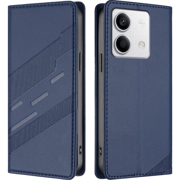 Custodia Per Xiaomi Redmi Note 13 5G, Custodia Portafoglio In Finto Cuoio Con Slot Per Schede E Funzione Stand Blau-image