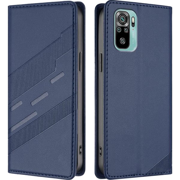 Custodia Per Xiaomi Redmi Note 10S/Note 10 4G, Custodia A Portafoglio In Finto Cuoio Con Slot Per Schede E Funzione Stand Blau-image