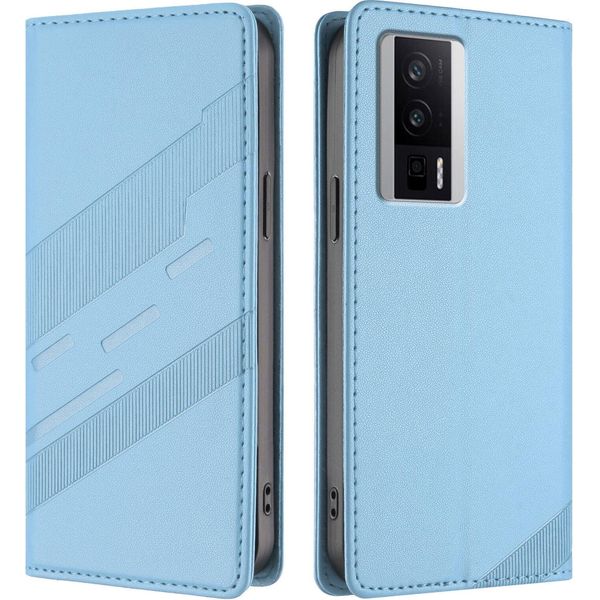 Custodia Per Xiaomi Redmi K60/K60 Pro/Poco F5 Pro, Custodia A Portafoglio In Finto Cuoio Con Slot Per Schede E Funzione Stand Hellblau-image