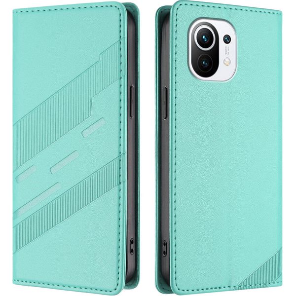 Custodia Per Xiaomi Mi 11, Custodia A Portafoglio In Finto Cuoio Con Slot Per Schede E Funzione Stand TüRkis-image