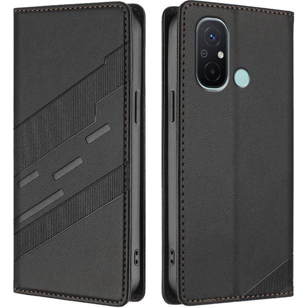 Custodia Per Xiaomi Redmi 12C/Redmi 11A/Poco C55, Custodia A Portafoglio In Finto Cuoio Con Slot Per Schede E Funzione Stand Schwarz-image