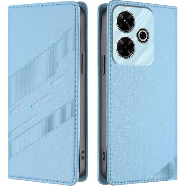 Custodia Per Xiaomi Redmi 13/Redmi 13 5G/Poco M6 4G/Poco M6 Plus, Custodia A Portafoglio In Finto Cuoio Con Slot Per Schede E Funzione Stand Hellblau-image