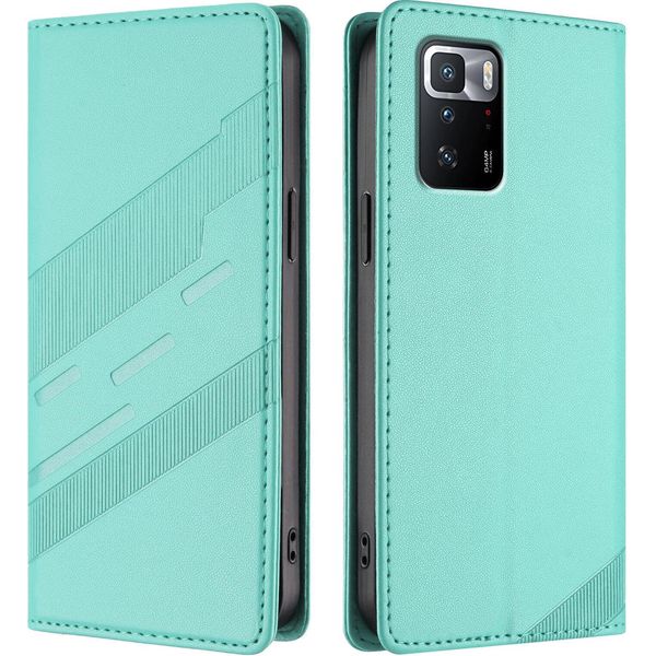 Custodia Per Xiaomi Poco X3 Gt, Custodia A Portafoglio In Finto Cuoio Con Slot Per Carte E Funzione Stand TüRkis-image