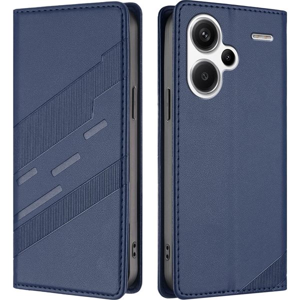 Custodia Per Xiaomi Redmi Note 13 Pro+ 5G, Custodia A Portafoglio In Finto Cuoio Con Slot Per Schede E Funzione Stand Blau-image