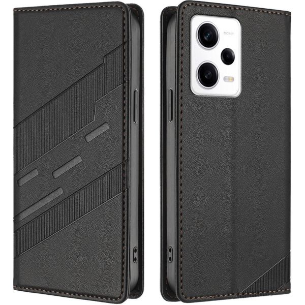 Custodia Per Xiaomi Poco X5 Pro, Custodia A Portafoglio In Finto Cuoio Con Slot Per Carte E Funzione Stand Schwarz-image