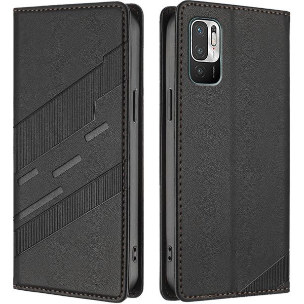 Custodia Per Xiaomi Redmi 10, Custodia A Portafoglio In Finto Cuoio Con Slot Per Schede E Funzione Stand Schwarz-image