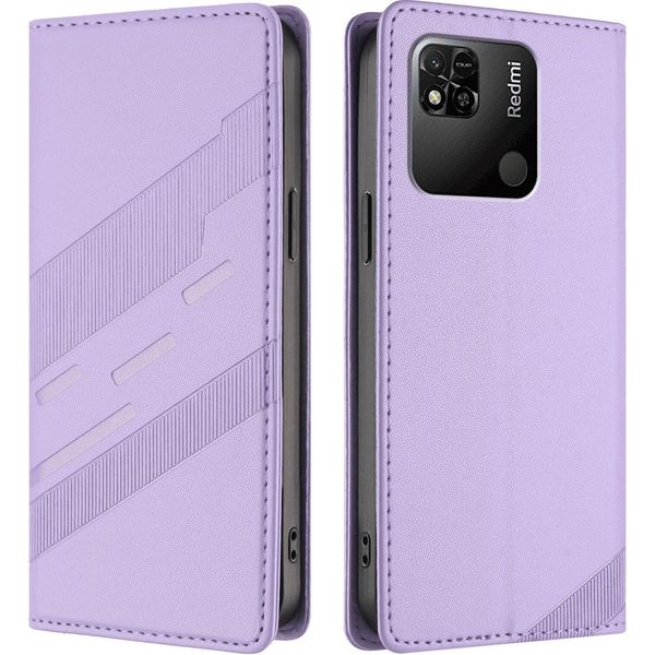 Custodia Per Xiaomi Redmi 10A/Redmi 9C, Custodia A Portafoglio In Finto Cuoio Con Slot Per Schede E Funzione Stand Violett-image