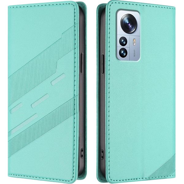 Custodia Per Xiaomi 12 Pro/Xiaomi 12S Pro, Custodia A Portafoglio In Finto Cuoio Con Slot Per Carte E Funzione Stand TüRkis-image