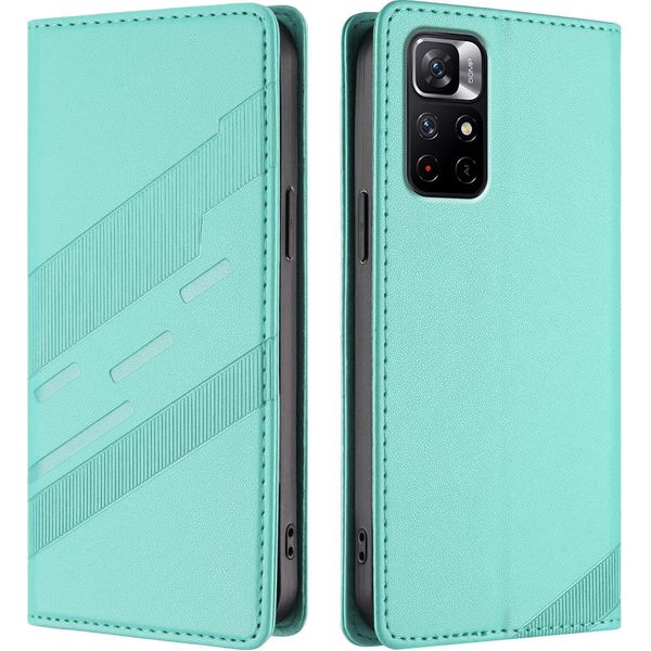 Custodia Per Xiaomi Poco M4 Pro 5G, Custodia A Portafoglio In Finto Cuoio Con Slot Per Schede E Funzione Stand TüRkis-image