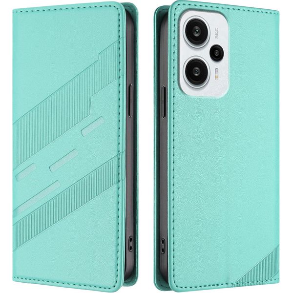 Custodia Per Xiaomi Poco F5, Custodia A Portafoglio In Finto Cuoio Con Slot Per Carte E Funzione Stand TüRkis-image