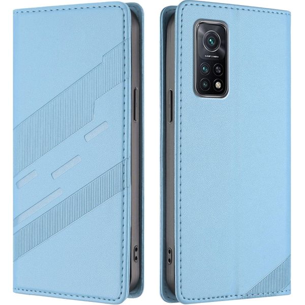 Custodia Per Xiaomi Mi 10T/ Mi 10T Pro, Custodia A Portafoglio In Finto Cuoio Con Slot Per Schede E Funzione Stand Hellblau-image