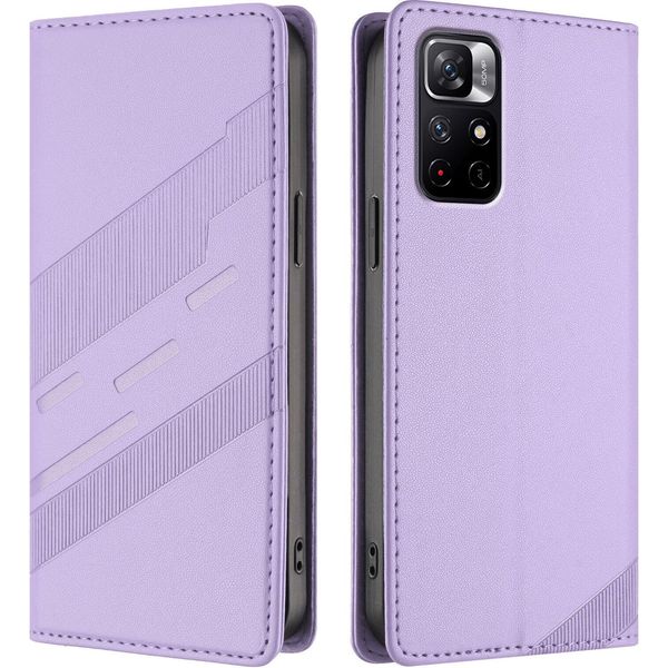 Custodia Per Xiaomi Poco M4 Pro 5G, Custodia A Portafoglio In Finto Cuoio Con Slot Per Schede E Funzione Stand Violett-image