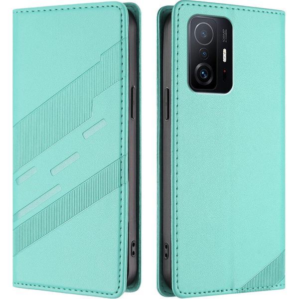 Custodia Per Xiaomi 11T / 11T Pro, Custodia A Portafoglio In Finto Cuoio Con Slot Per Schede E Funzione Stand TüRkis-image