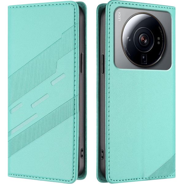 Custodia Per Xiaomi 12S Ultra, Custodia A Portafoglio In Finto Cuoio Con Slot Per Schede E Funzione Stand TüRkis-image