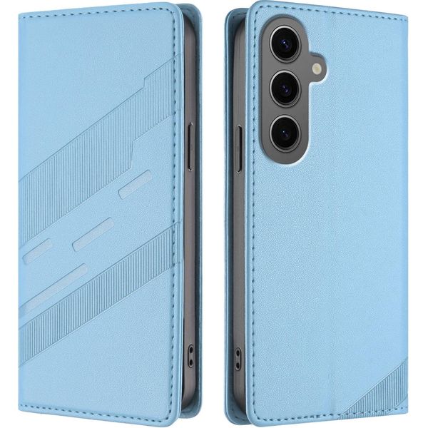 Custodia Per Samsung Galaxy S25 Fe, Custodia A Portafoglio In Finto Cuoio Con Slot Per Schede E Funzione Stand Helllake Blue-image