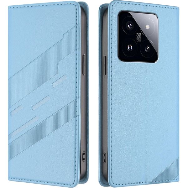 Custodia Per Xiaomi 14 Pro, Custodia A Portafoglio In Finto Cuoio Con Slot Per Carte E Funzione Stand Hellblau-image