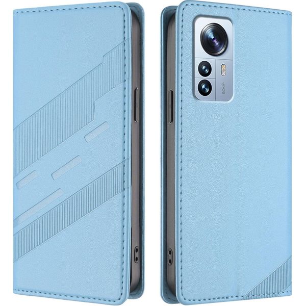 Custodia Per Xiaomi 12 Pro/Xiaomi 12S Pro, Custodia A Portafoglio In Finto Cuoio Con Slot Per Schede E Funzione Stand Hellblau-image