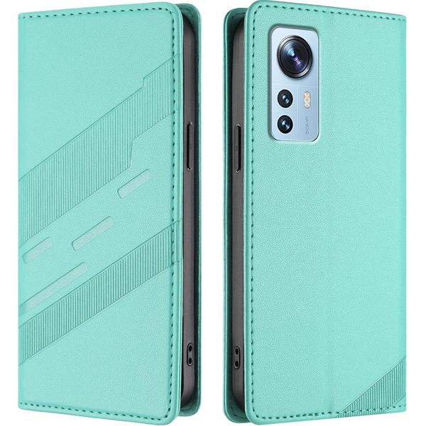 Custodia Per Xiaomi 12/Xiaomi 12X/Xiaomi 12S, Custodia In Finto Cuoio Con Slot Per Schede E Funzione Stand TüRkis-image