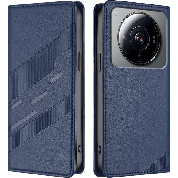 Custodia Per Xiaomi 12S Ultra, Custodia A Portafoglio In Finto Cuoio Con Slot Per Schede E Funzione Stand Blau-image