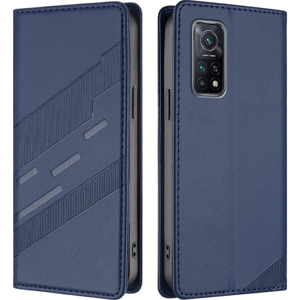Custodia Per Xiaomi Mi 10T/ Mi 10T Pro, Custodia A Portafoglio In Finto Cuoio Con Slot Per Carte E Funzione Stand Blau-image