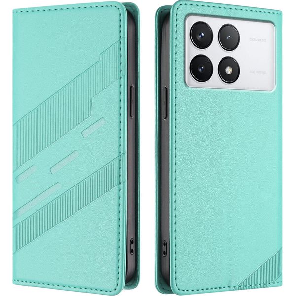 Custodia Per Xiaomi 14T Pro, Custodia A Portafoglio In Finto Cuoio Con Slot Per Schede E Funzione Stand TüRkis-image
