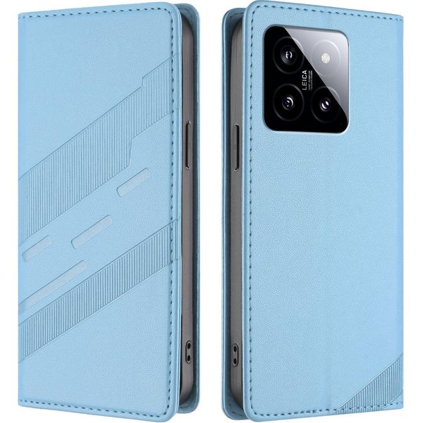 Custodia Per Xiaomi 14, Custodia A Portafoglio In Finto Cuoio Con Slot Per Carte E Funzione Stand Hellblau-image
