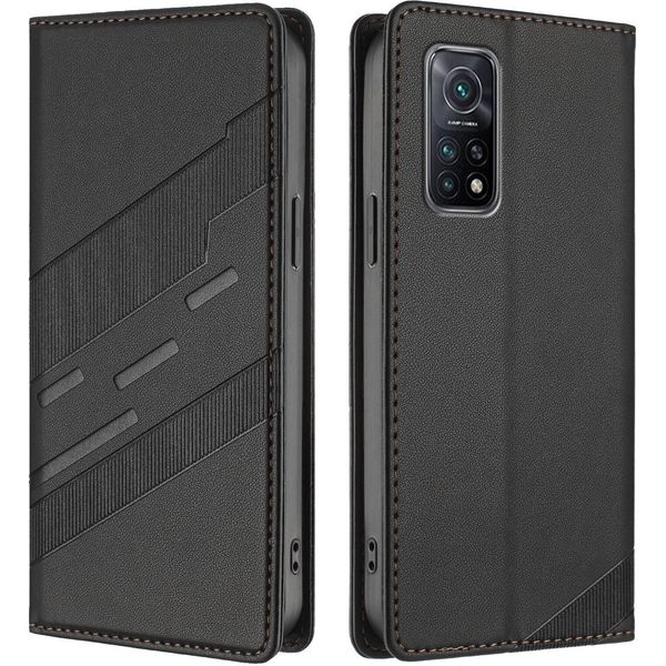 Custodia Per Xiaomi Mi 10T/ Mi 10T Pro, Custodia A Portafoglio In Finto Cuoio Con Slot Per Schede E Funzione Stand Schwarz-image