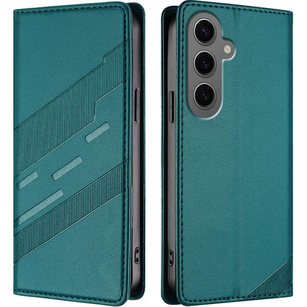 Custodia Per Samsung Galaxy S25 Fe, Custodia Portafoglio In Finto Cuoio Con Slot Per Schede E Funzione Stand Verde-image