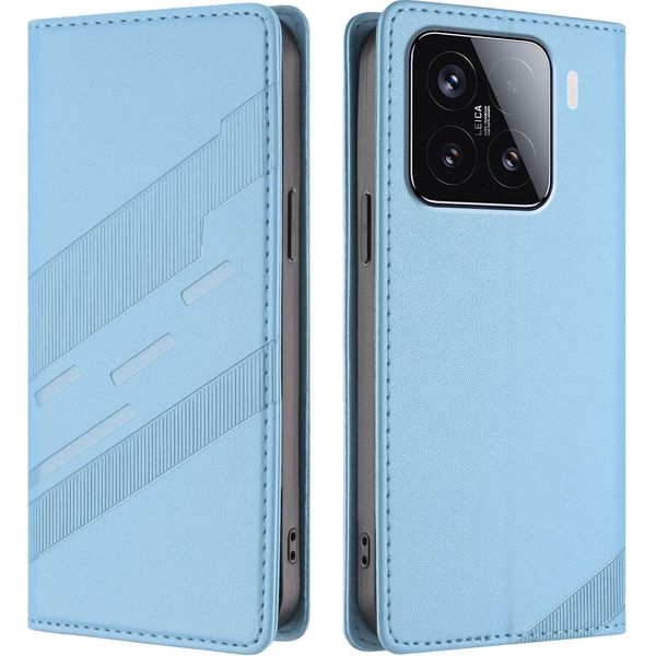 Custodia Per Xiaomi 15, Custodia A Portafoglio In Finto Cuoio Con Slot Per Schede E Funzione Stand Hellblau-image