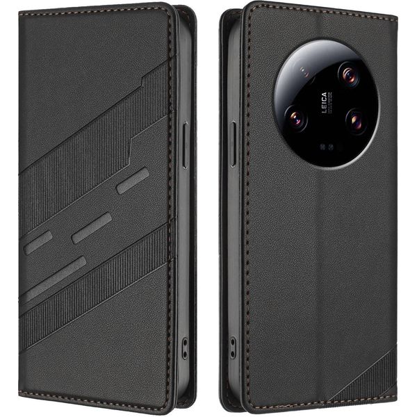 Custodia Per Xiaomi 13 Ultra, Custodia A Portafoglio In Finto Cuoio Con Slot Per Schede E Funzione Stand Schwarz-image
