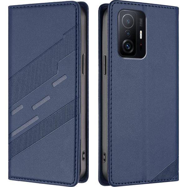 Custodia Per Xiaomi 11T / 11T Pro, Custodia A Portafoglio In Finto Cuoio Con Slot Per Schede E Funzione Stand Blau-image