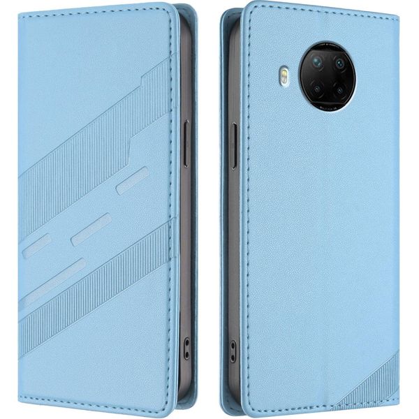 Custodia Per Xiaomi Mi 10T Lite 5G, Custodia A Portafoglio In Finto Cuoio Con Slot Per Schede E Funzione Stand Hellblau-image