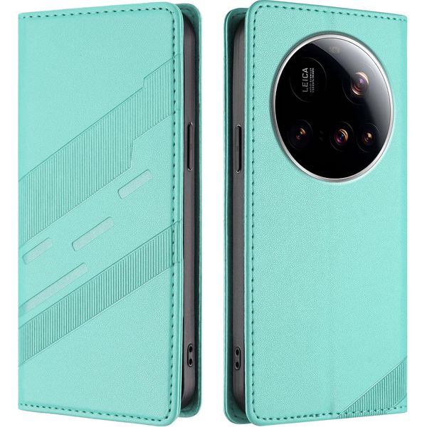 Custodia Per Xiaomi 15 Ultra, Custodia A Portafoglio In Finto Cuoio Con Slot Per Schede E Funzione Stand TüRkis-image