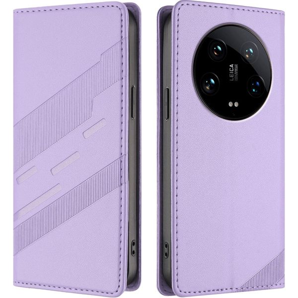 Custodia Per Xiaomi 14 Ultra, Custodia A Portafoglio In Finto Cuoio Con Slot Per Schede E Funzione Stand Violett-image