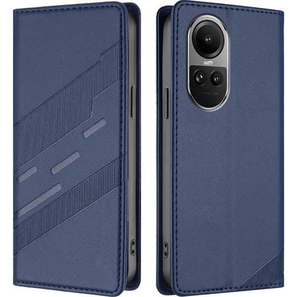 Custodia Per Oppo Reno10 / Reno10 Pro 5G, Custodia A Portafoglio In Finto Cuoio Con Slot Per Carte E Funzione Stand Blau-image