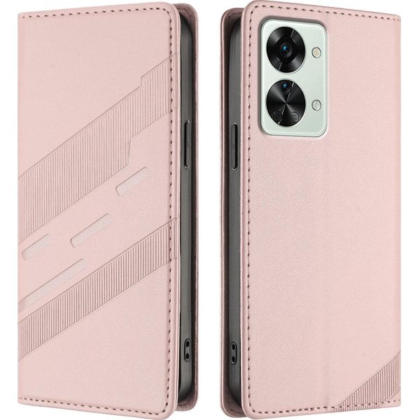 Custodia Per Oneplus Nord 2T, Custodia Portafoglio In Finto Cuoio Con Slot Per Schede E Funzione Stand Rosa-image