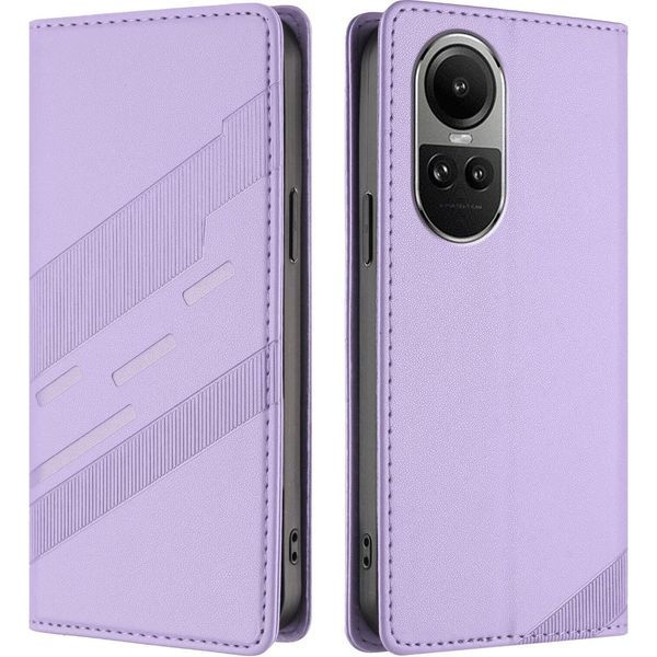 Custodia Per Oppo Reno10 / Reno10 Pro 5G, Custodia A Portafoglio In Finto Cuoio Con Slot Per Schede E Funzione Stand Violett-image
