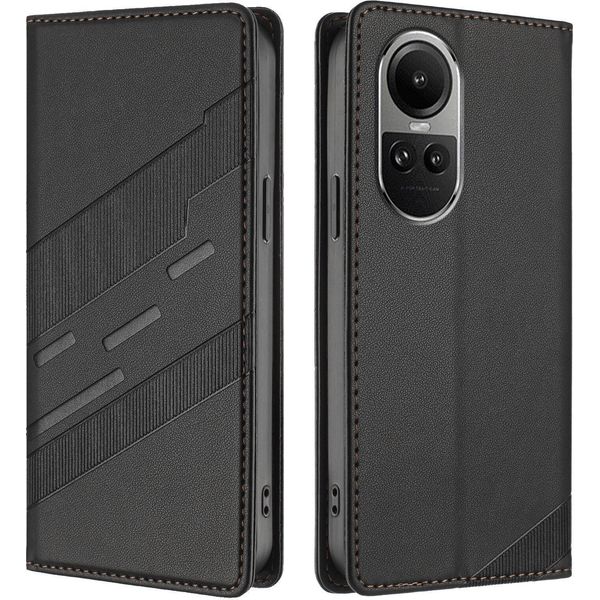 Custodia Per Oppo Reno10 / Reno10 Pro 5G, Custodia A Portafoglio In Finto Cuoio Con Slot Per Carte E Funzione Stand Schwarz-image