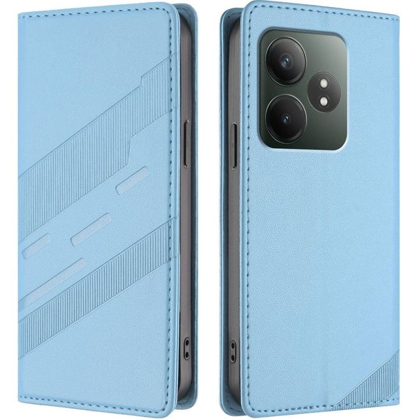 Custodia Per Realme Gt 6/Realme Gt 6T, Custodia A Portafoglio In Finto Cuoio Con Slot Per Carte E Funzione Stand Hellblau-image