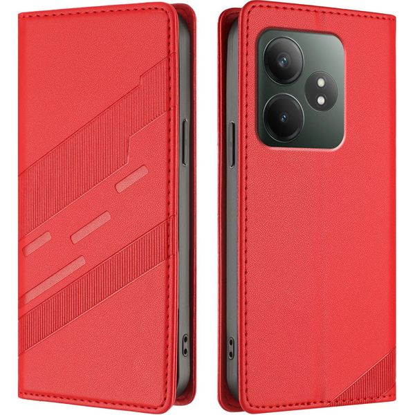 Custodia Per Realme Gt 6/Realme Gt 6T, Custodia A Portafoglio In Finto Cuoio Con Slot Per Carte E Funzione Stand Rot-image