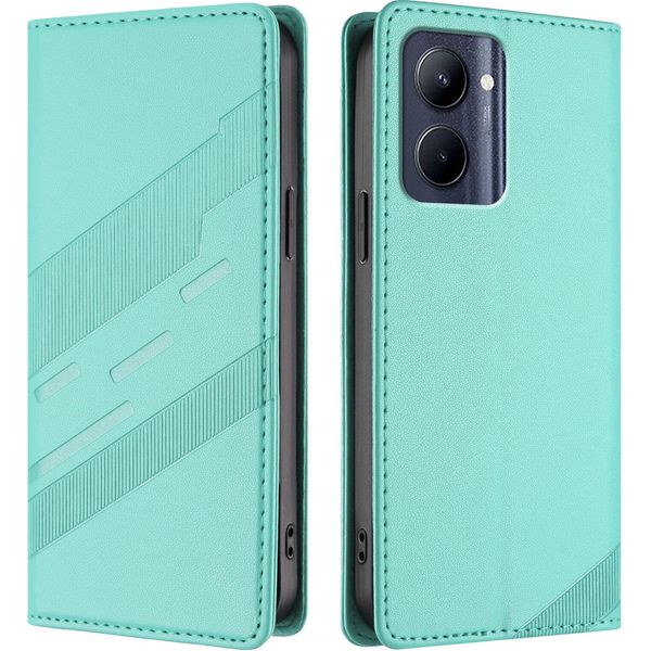 Custodia Per Realme C33, Custodia A Portafoglio In Finto Cuoio Con Slot Per Carte E Funzione Stand TüRkis-image