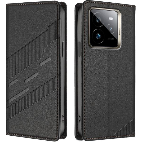 Custodia Per Realme Gt 7 Pro, Custodia A Portafoglio In Finto Cuoio Con Slot Per Carte E Funzione Stand Schwarz-image