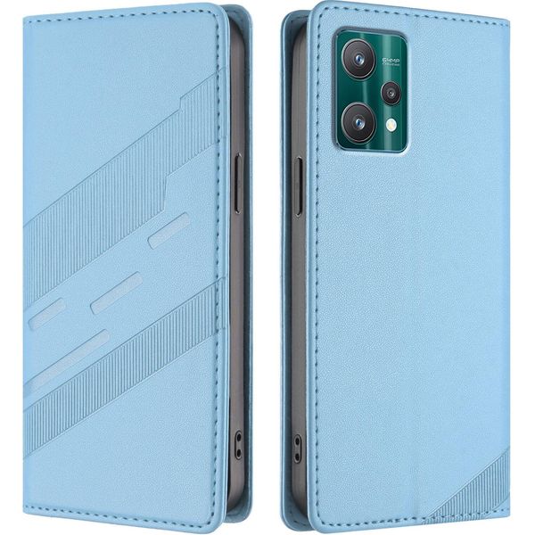 Custodia Per Realme 9 5G/Realme 9 Pro 5G, Custodia A Portafoglio In Finto Cuoio Con Slot Per Carte E Funzione Stand Hellblau-image