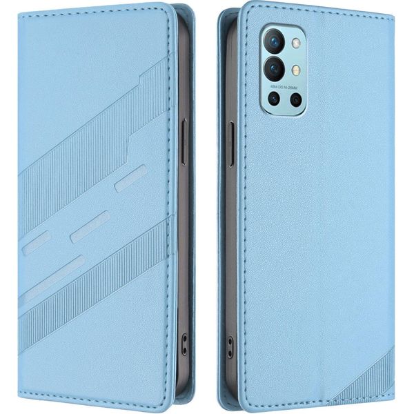 Custodia Per Oneplus 9R/Oneplus 8T, Custodia A Portafoglio In Finto Cuoio Con Slot Per Schede E Funzione Stand Hellblau-image