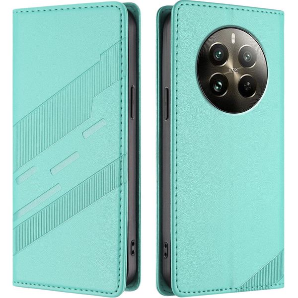 Custodia Per Realme 12 Pro/Realme 12 Pro+, Custodia A Portafoglio In Finto Cuoio Con Slot Per Carte E Funzione Stand TüRkis-image